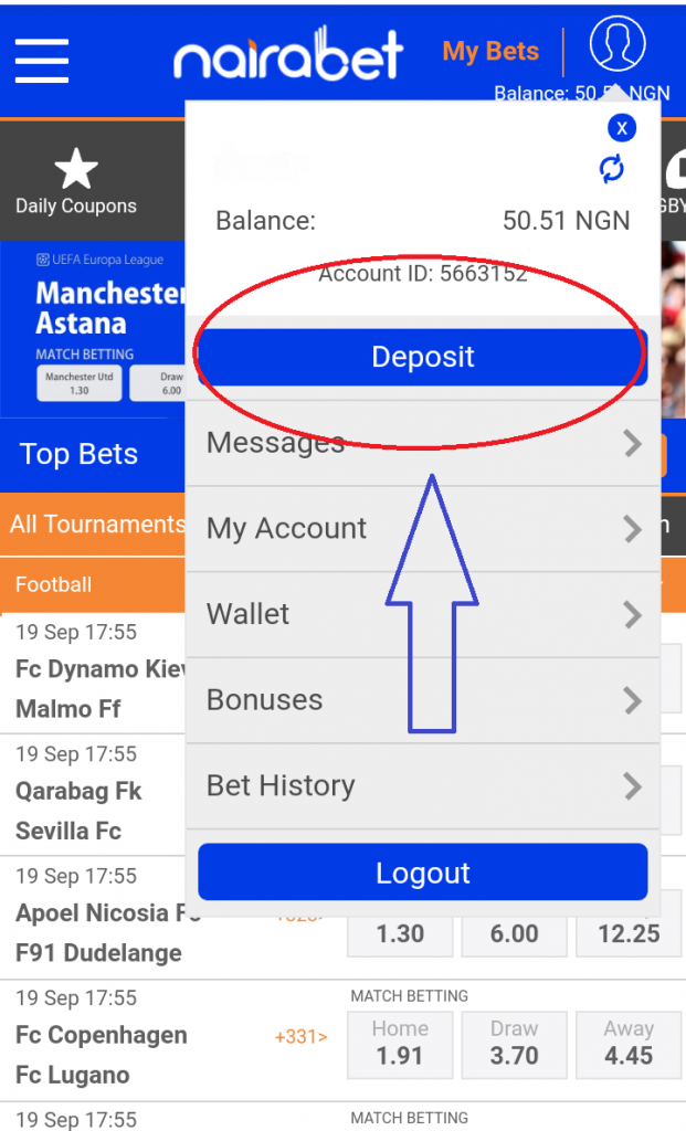 How to Fund and add money to your Nairabet Account